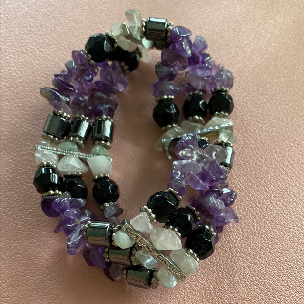 Amethyst, Onyx, Rose Quartz Bracelet